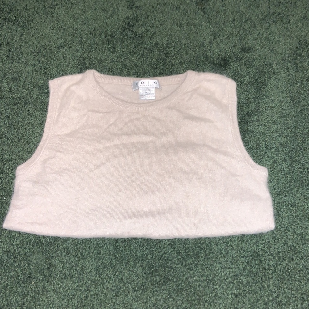 Mens Trio New York Size Large Oversized Soft Tan sweater vest cottagecore